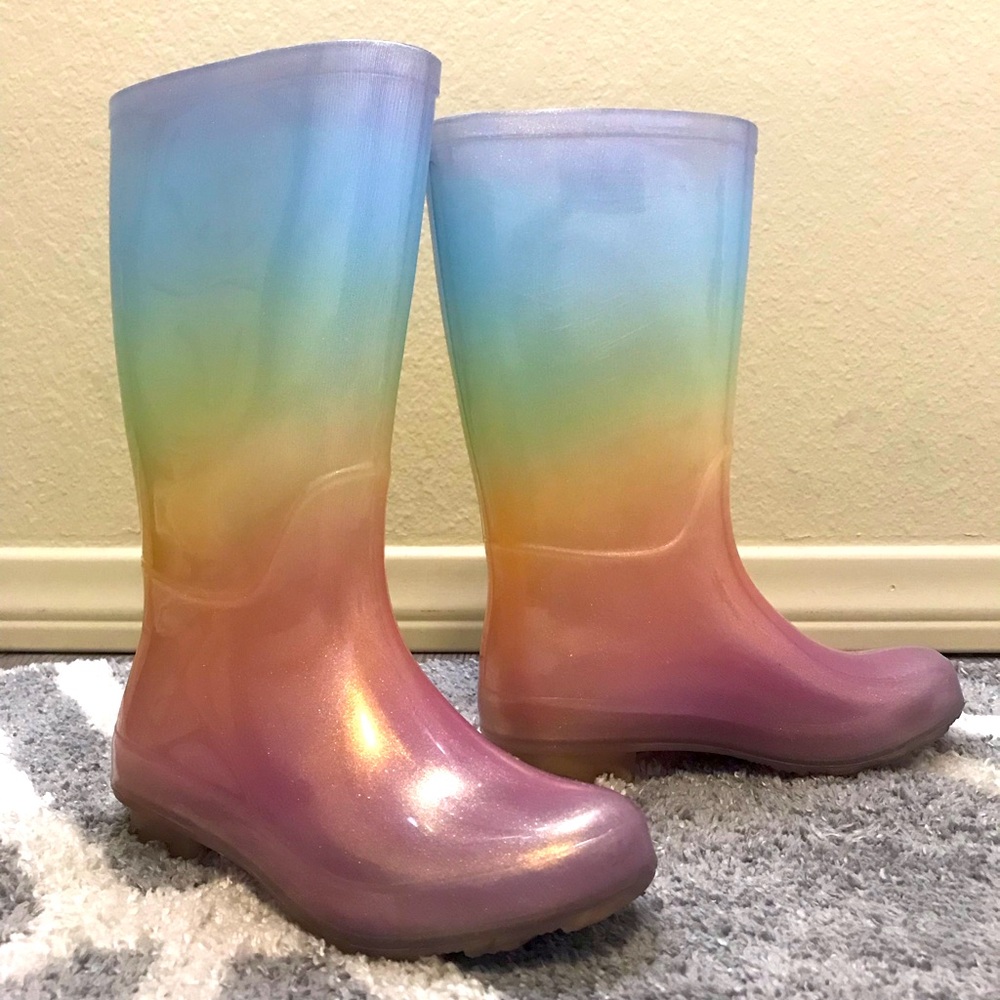 Cat & Jack rainbow rain boots size 13 girls